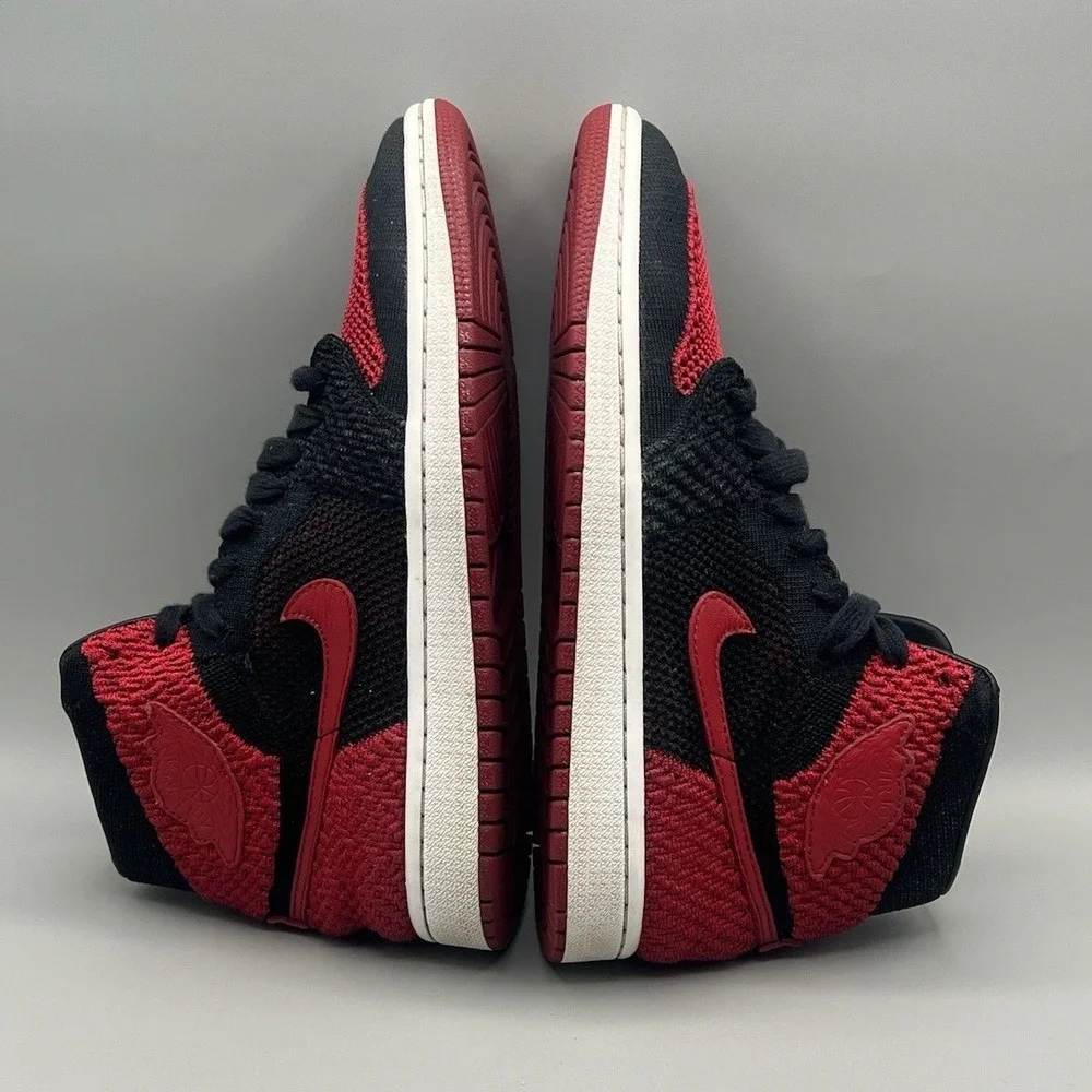 2017 Nike Air Jordan 1 Retro High OG Flyknit Bred Red Black - Men's‎ Size 7 USED